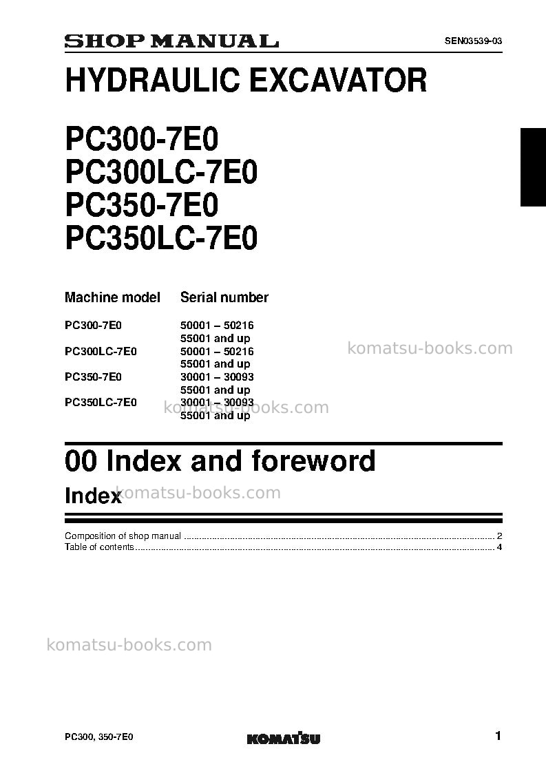 Komatsu pc350lc-7jpn-e0, work equipment grease 500h Repair & maintenance cover Page 2 Komatsu pc350lc-7jpn-e0, work equipment grease 500h Repair & maintenance cover Page 2