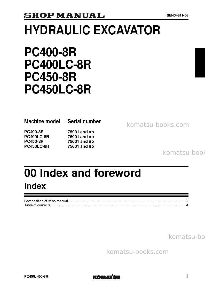 Komatsu pc400-8jpn-w/o egr, work equipment grease 100h Repair & maintenance cover Page 2