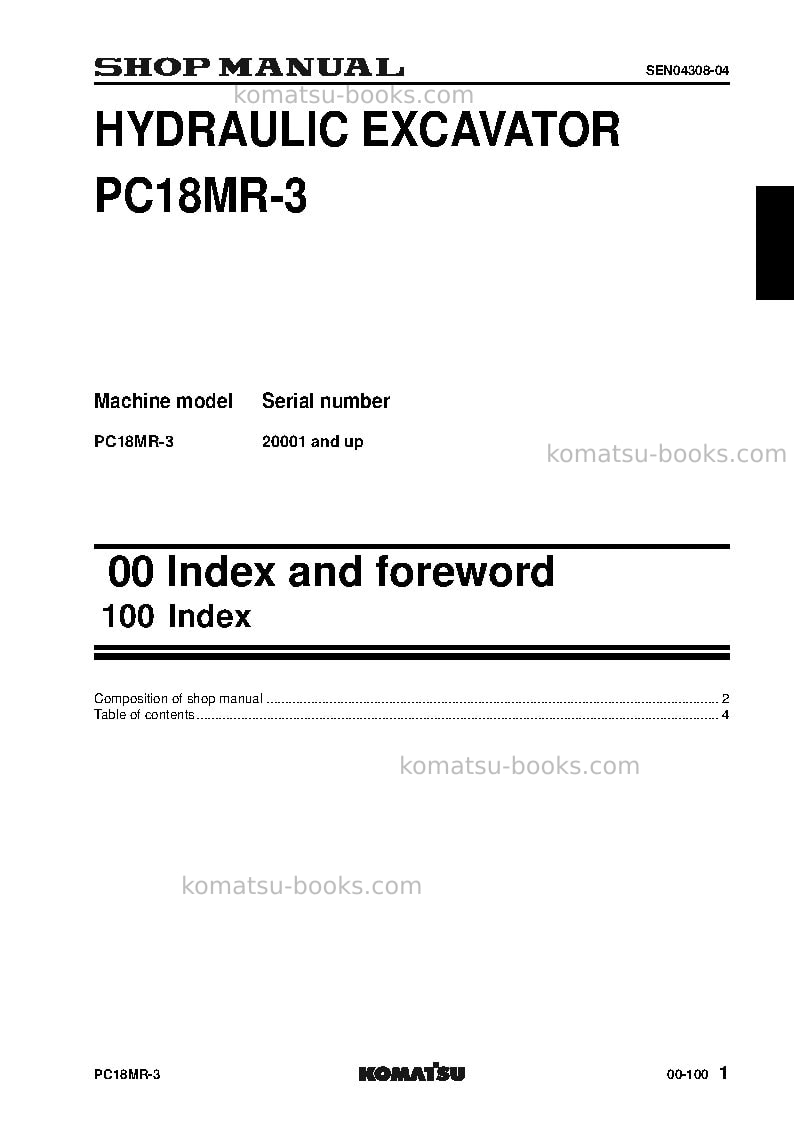 Komatsu pc18mr-3jpn Repair & maintenance cover Page 2