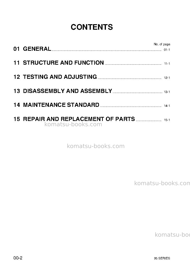 Komatsu 4d95lwe-5deu Repair & maintenance cover Page 2 Komatsu 4d95lwe-5deu Repair & maintenance cover Page 2