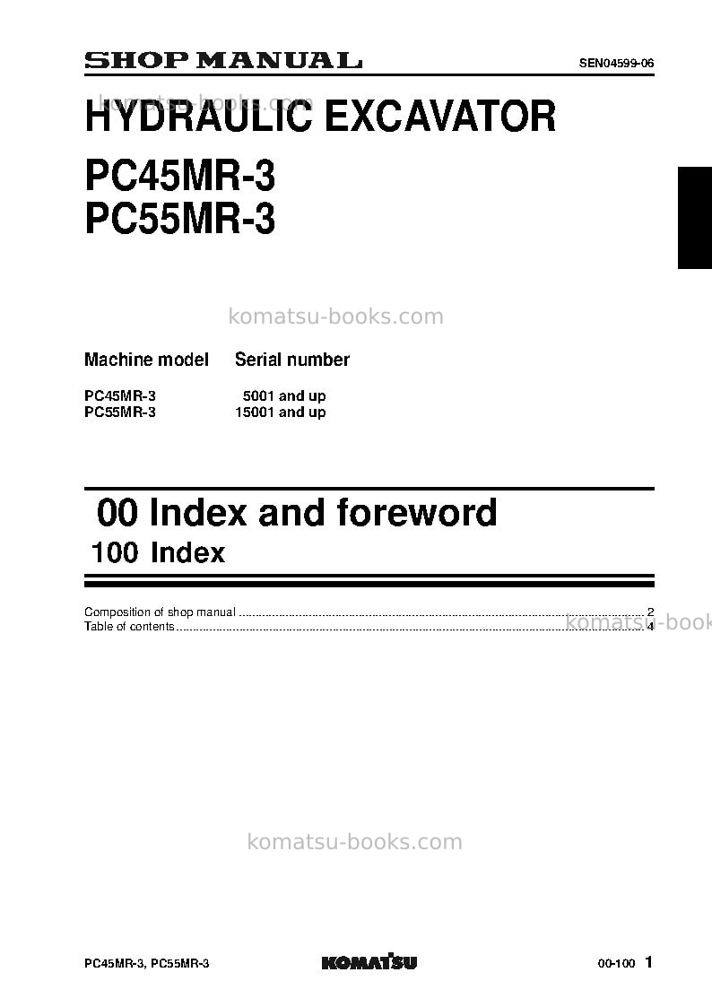 Komatsu pc45mr-3jpn Repair & maintenance cover Page 2 Komatsu pc45mr-3jpn Repair & maintenance cover Page 2