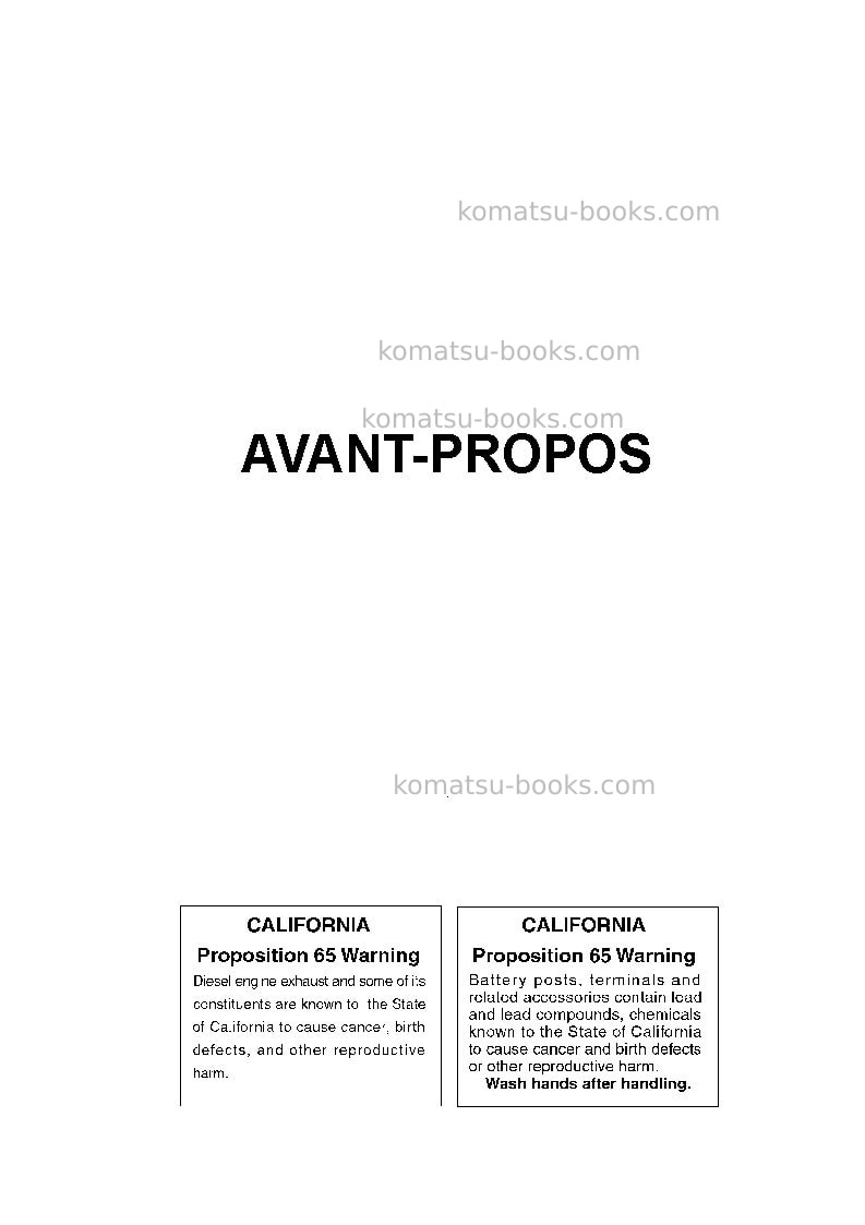 Komatsu pc128us-2jpn Manuel d'utilisation couverture Page 2