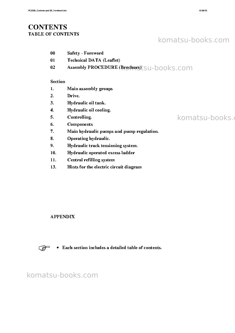 Komatsu pc5500-6deu-diesel Repair & maintenance cover Page 2