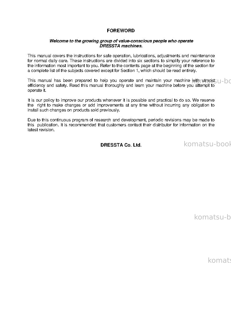 Komatsu 560c Repair & maintenance cover Page 2