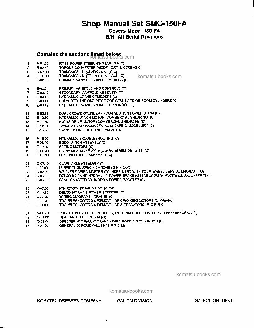 Komatsu 150fa 维修与保养手册 封面 页 2 Komatsu 150fa 维修与保养手册 封面 页 2