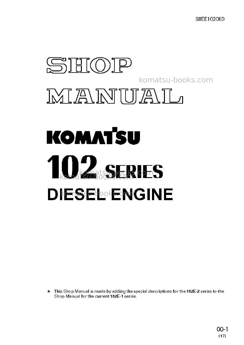 Komatsu 6d102 serieschn Repair & maintenance cover Page 2 Komatsu 6d102 serieschn Repair & maintenance cover Page 2