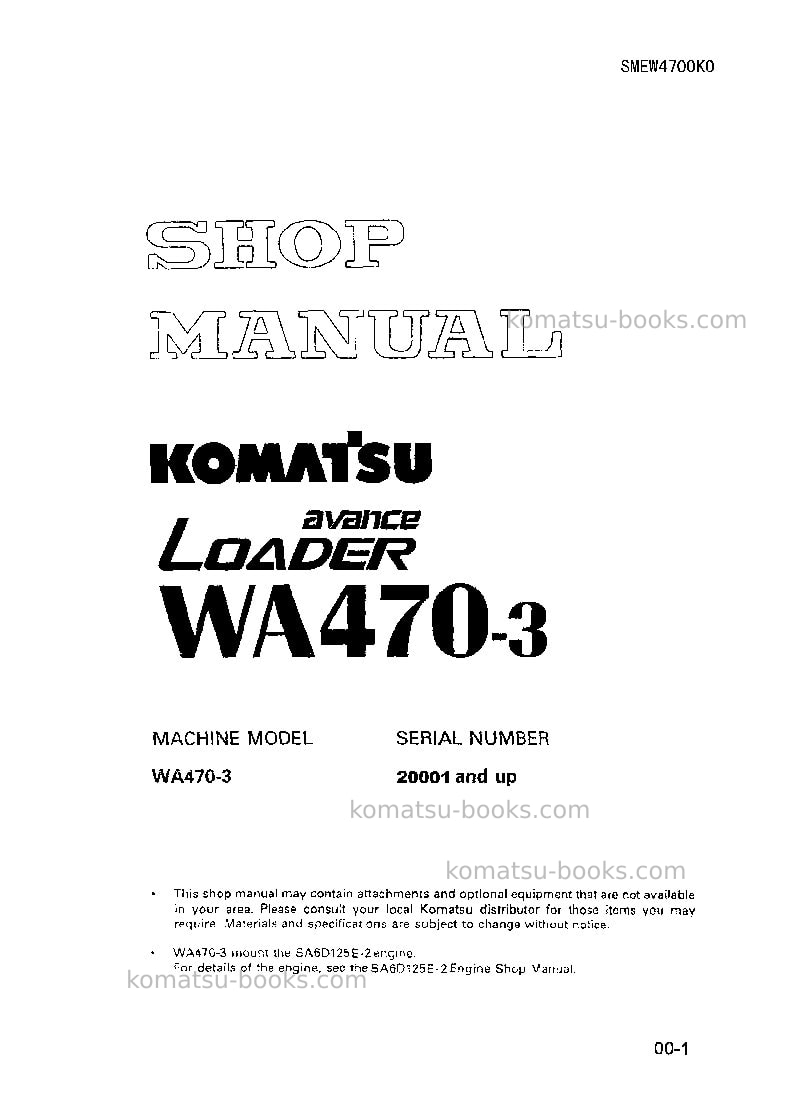 Komatsu wa470-3chn-custom, -20c degree for cis Repair & maintenance cover Page 2