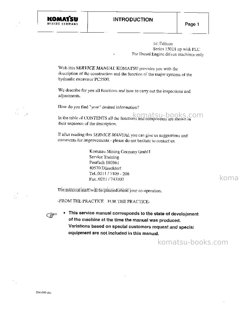 Komatsu pc5500-6deu Repair & maintenance cover Page 2 Komatsu pc5500-6deu Repair & maintenance cover Page 2