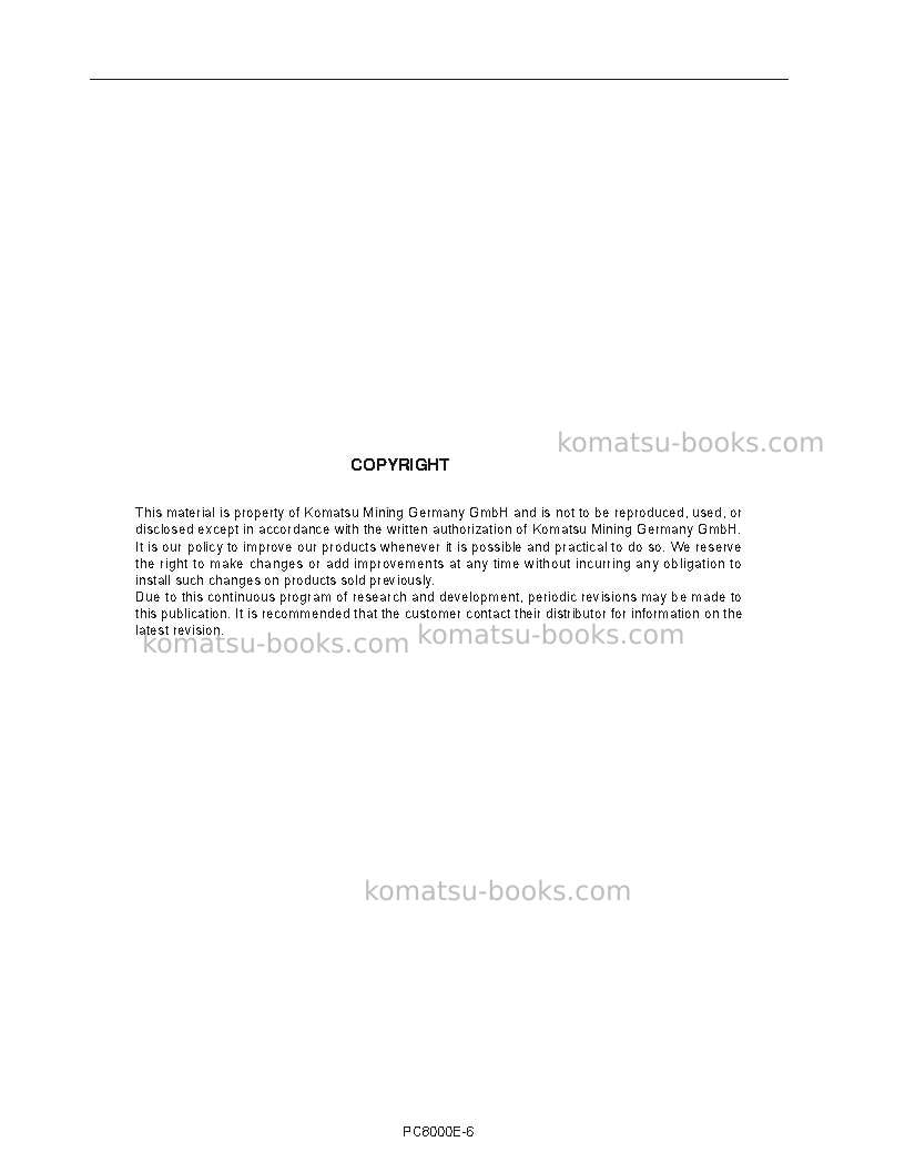 Komatsu pc8000e-6deu Repair & maintenance cover Page 2