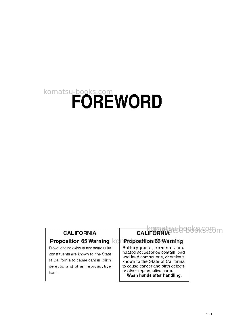 Komatsu wa250-6jpn-for n. america Operation manual cover Page 2