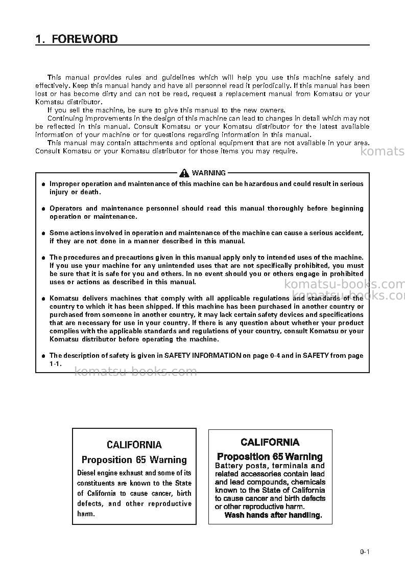 Komatsu wa250-3jpn Operation manual cover Page 2