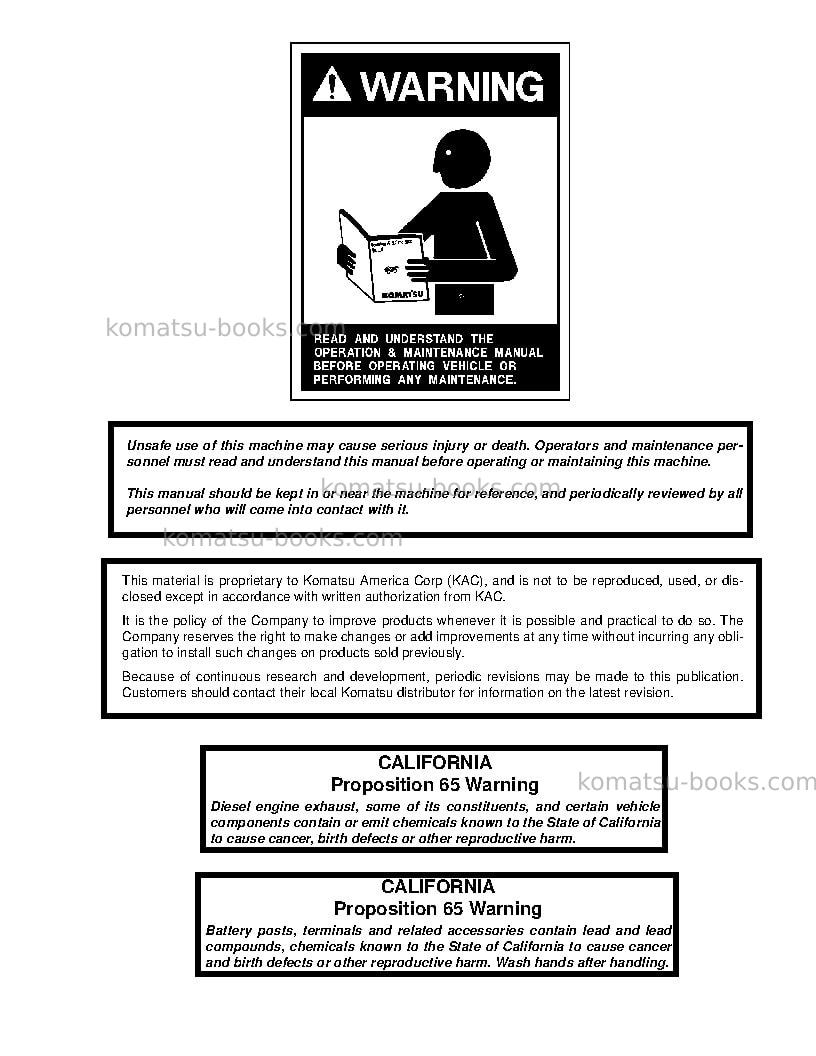 Komatsu hd1500-7jpn Operation manual cover Page 2