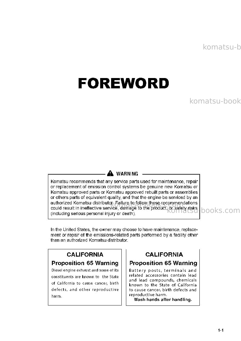 Komatsu d61ex-23jpn Operation manual cover Page 2