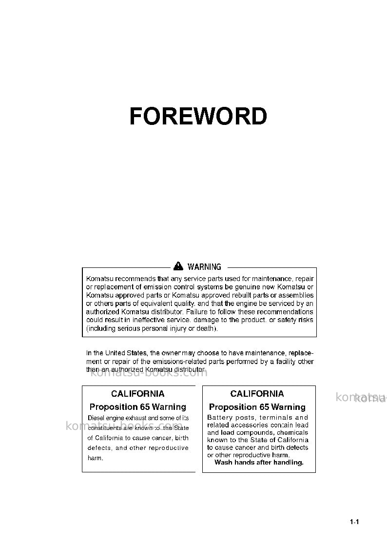 Komatsu wa600-8jpn Operation manual cover Page 2