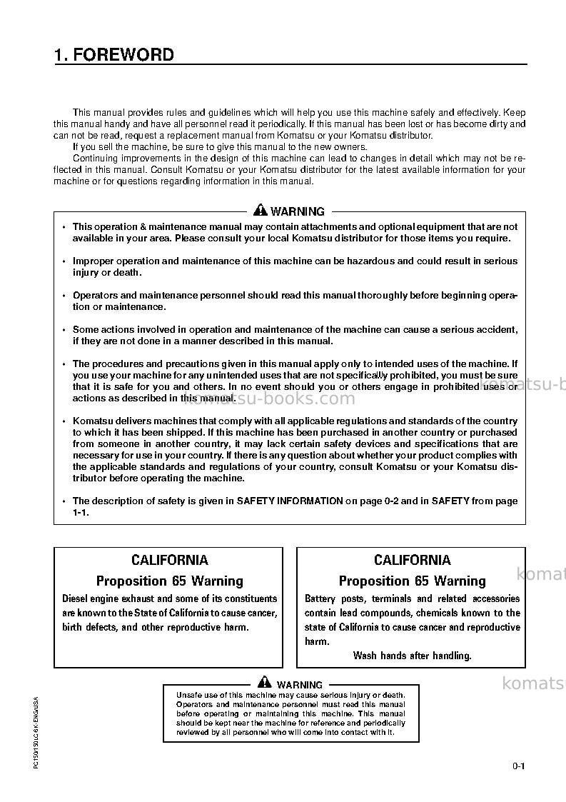 Komatsu pc150-6gbr-k Operation manual cover Page 2 Komatsu pc150-6gbr-k Operation manual cover Page 2