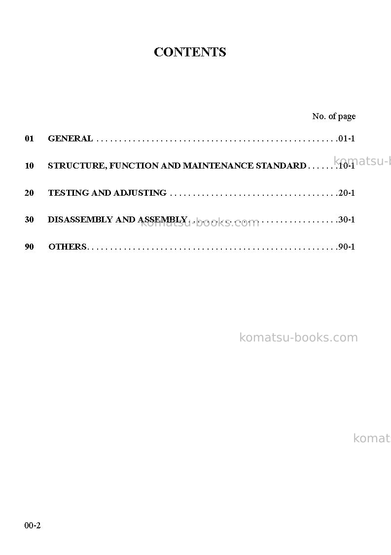 Komatsu pc340lc-7gbr-k Repair & maintenance cover Page 2