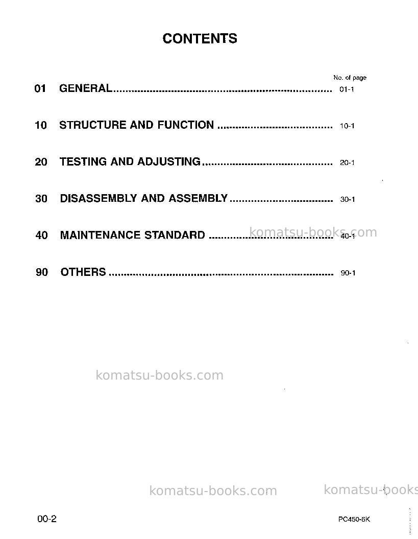 Komatsu pc450-6jpn Repair & maintenance cover Page 2