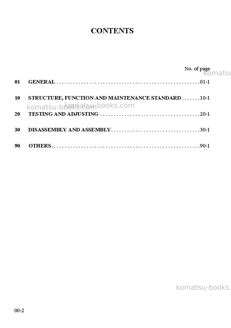 Komatsu pw220-7gbr-k Repair & maintenance cover Page 2