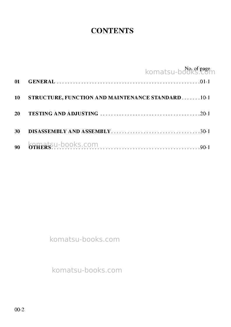Komatsu pw160-7gbr-k Repair & maintenance cover Page 2