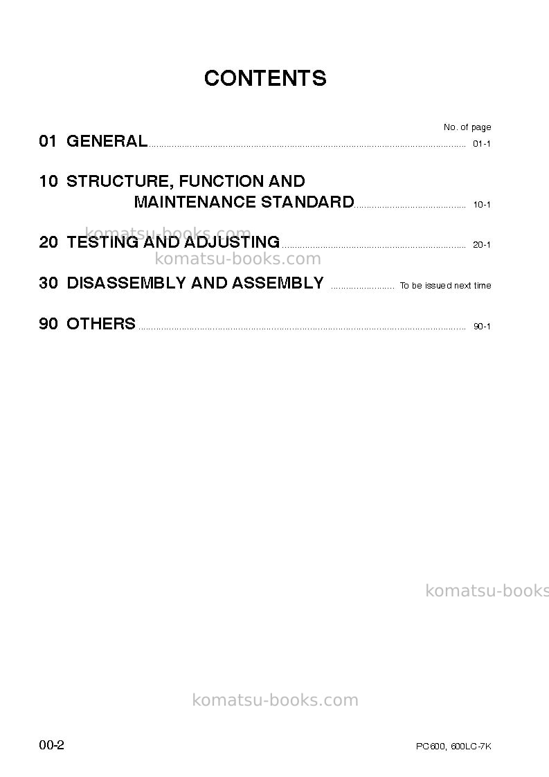 Komatsu pc600-7gbr-k Repair & maintenance cover Page 2 Komatsu pc600-7gbr-k Repair & maintenance cover Page 2