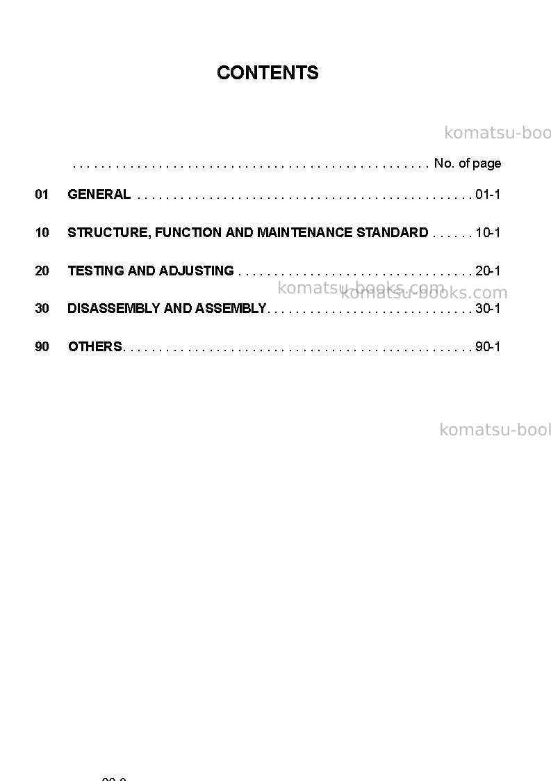 Komatsu pw180-7gbr-k Repair & maintenance cover Page 2