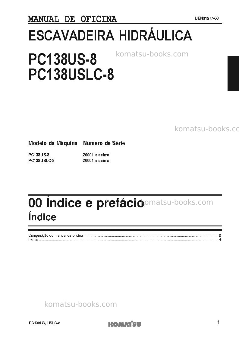 Komatsu pc138us-8gbr Reparo e manutenção capa Página 2 Komatsu pc138us-8gbr Reparo e manutenção capa Página 2