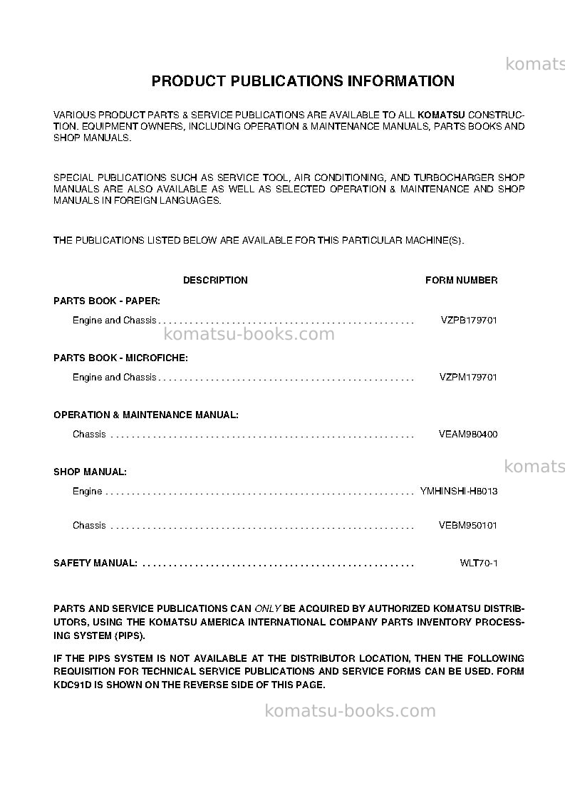 Komatsu wa95-3deu-30km options Operation manual cover Page 2 Komatsu wa95-3deu-30km options Operation manual cover Page 2