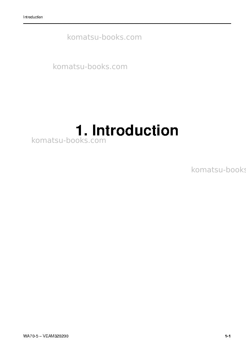 Komatsu wa70-5deu Operation manual cover Page 2 Komatsu wa70-5deu Operation manual cover Page 2