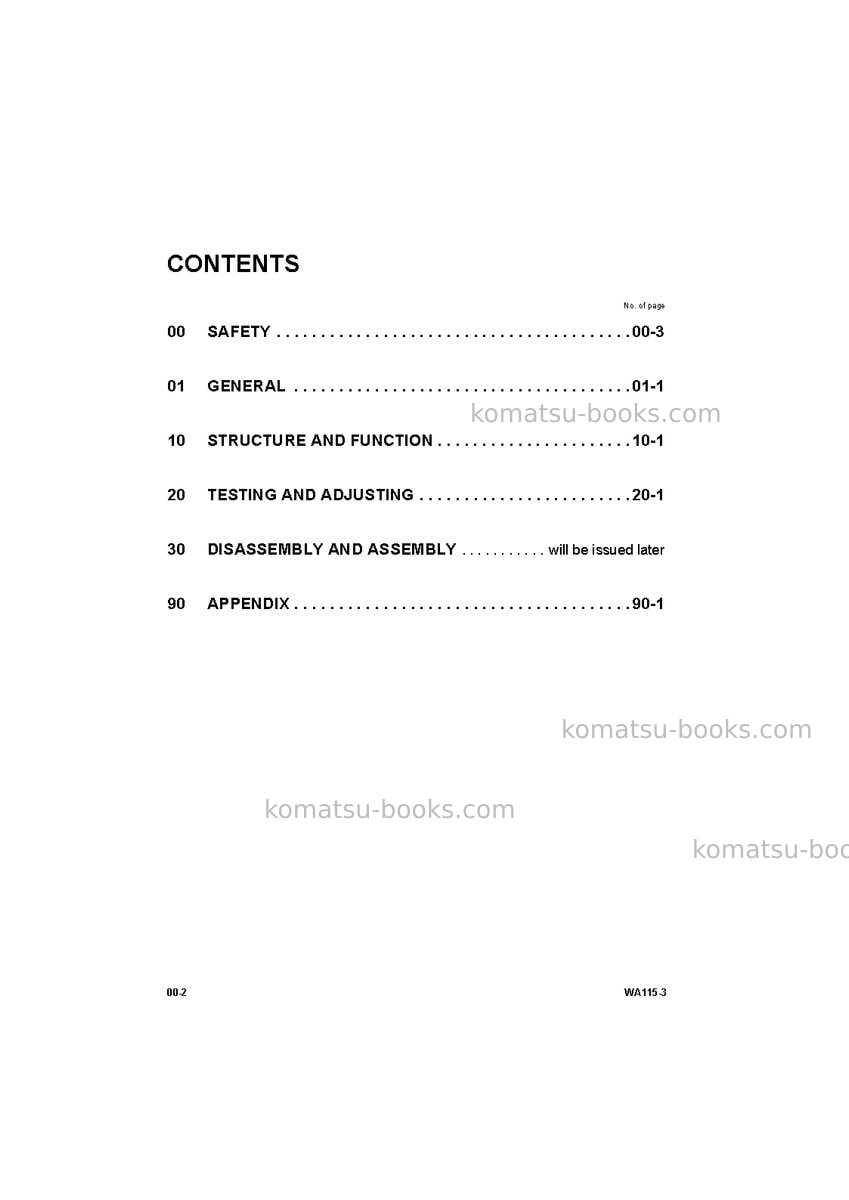 Komatsu wa115-3deu Repair & maintenance cover Page 2 Komatsu wa115-3deu Repair & maintenance cover Page 2