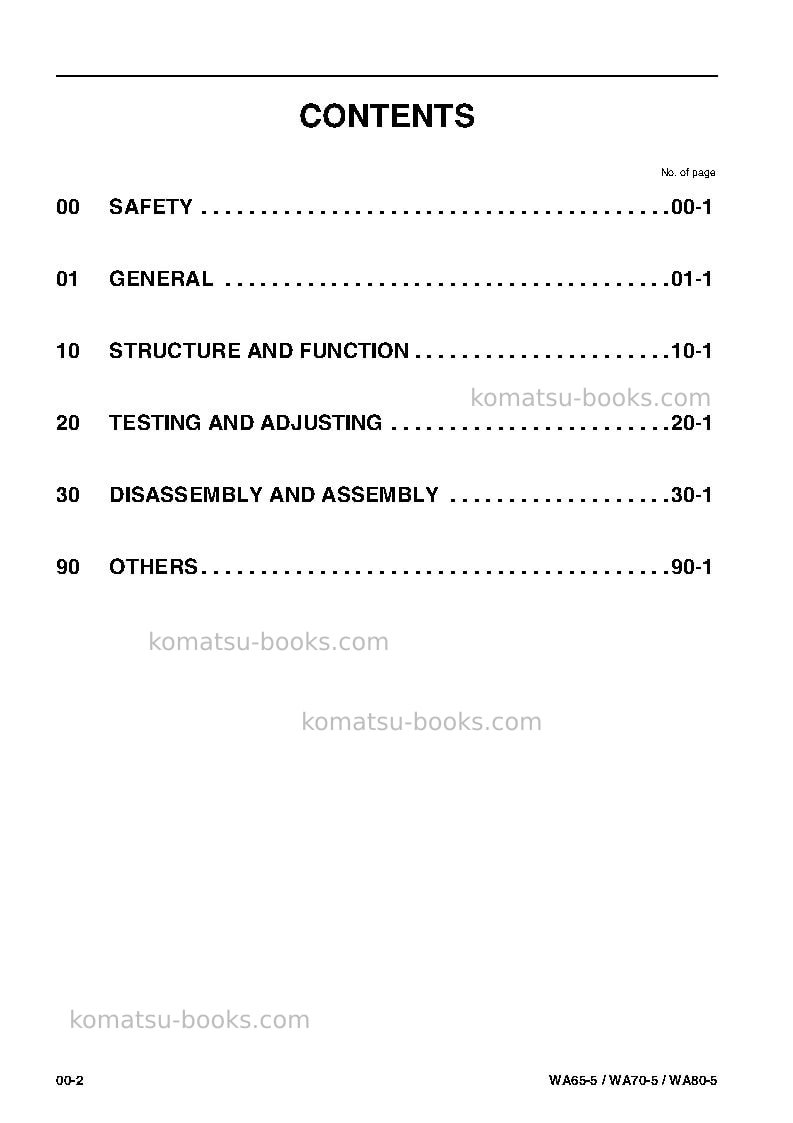 Komatsu wa65-5deu Repair & maintenance cover Page 2