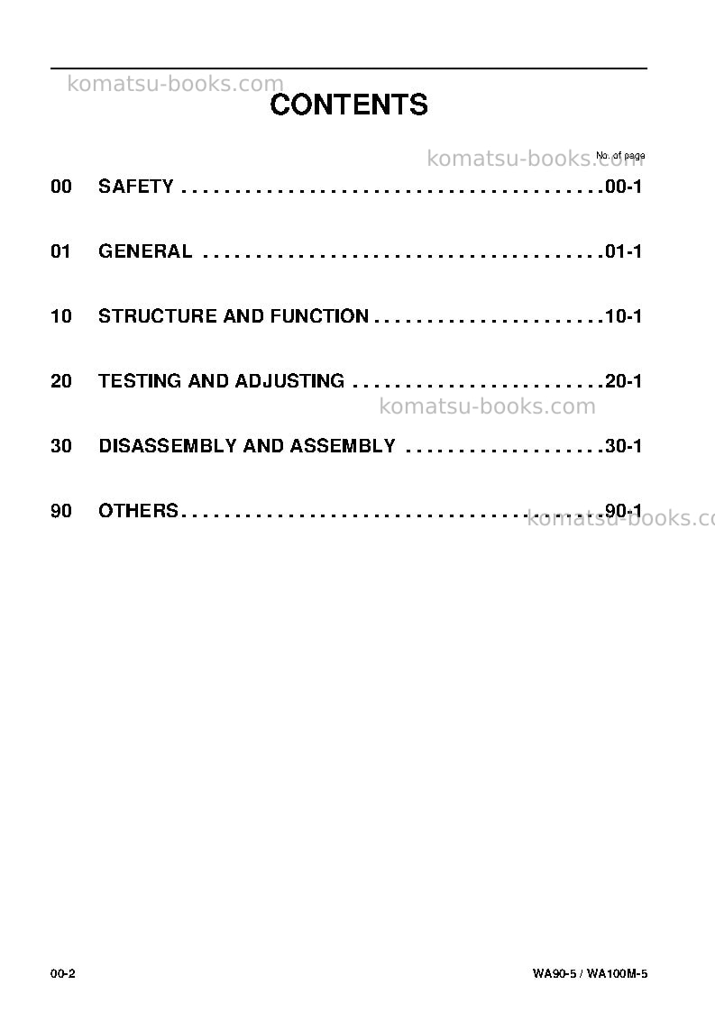 Komatsu wa100m-5deu Repair & maintenance cover Page 2