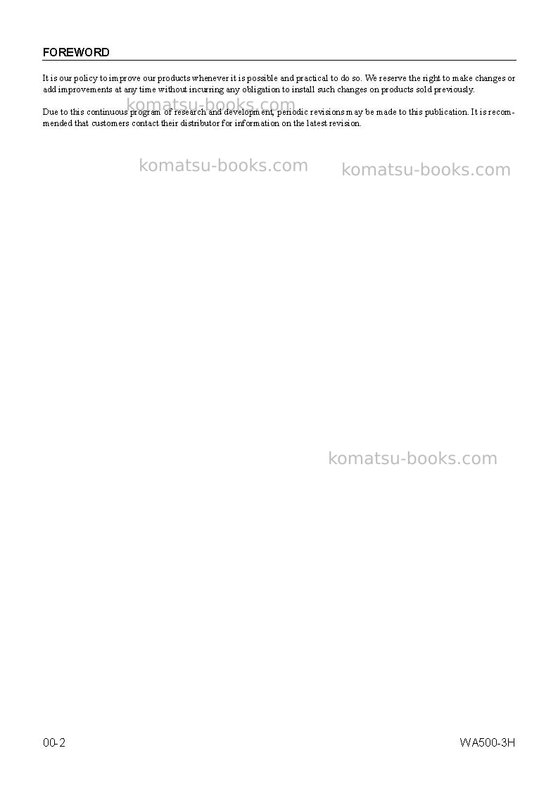 Komatsu wa500-3deu Repair & maintenance cover Page 2 Komatsu wa500-3deu Repair & maintenance cover Page 2