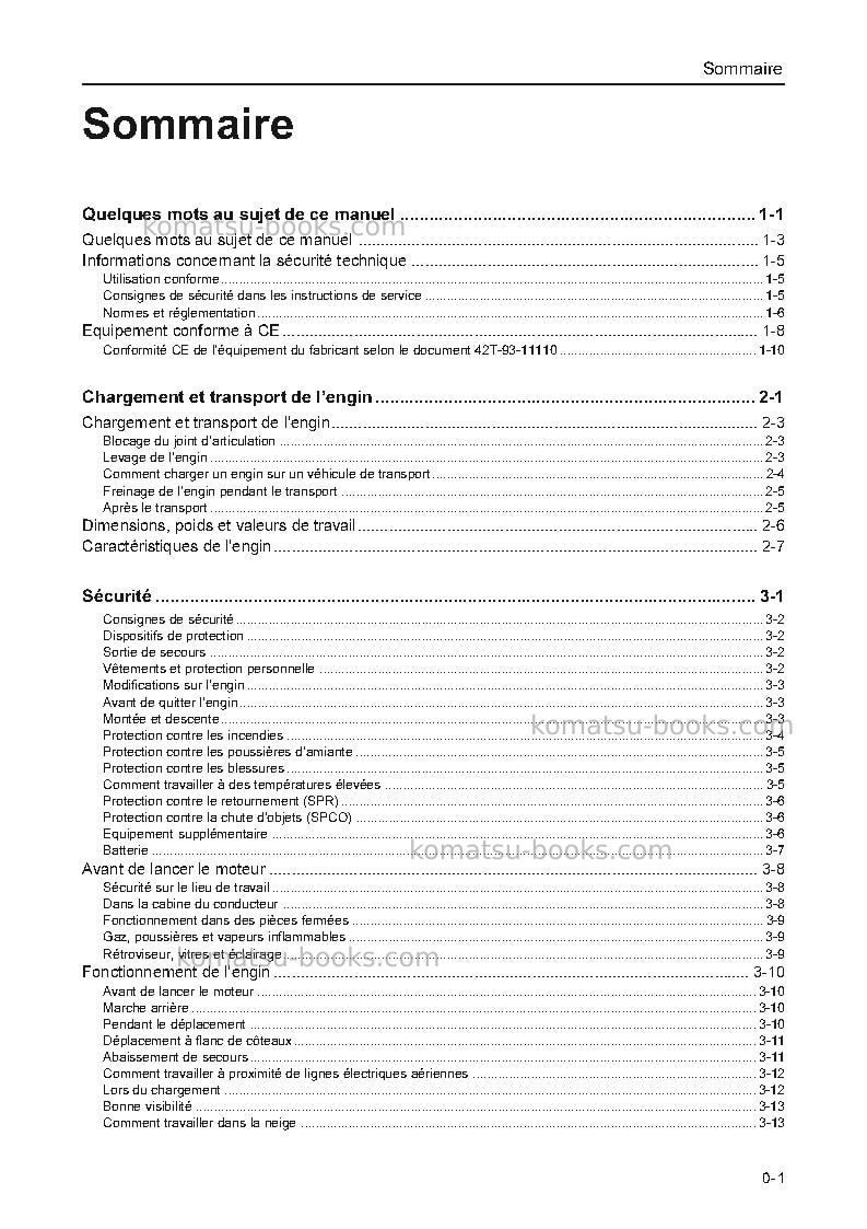 Komatsu wa65-3deu-30 km/h Manuel d'utilisation couverture Page 2 Komatsu wa65-3deu-30 km/h Manuel d'utilisation couverture Page 2