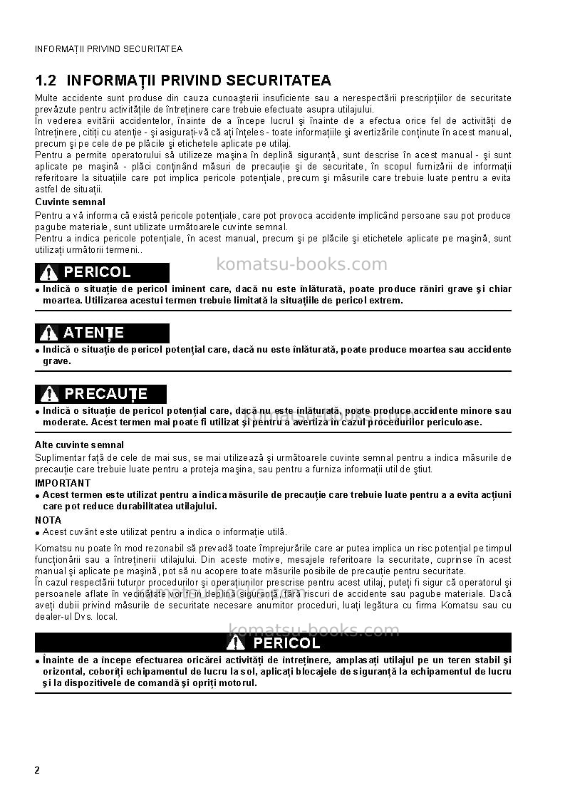 Komatsu sk1020-5ita Operation manual cover Page 2