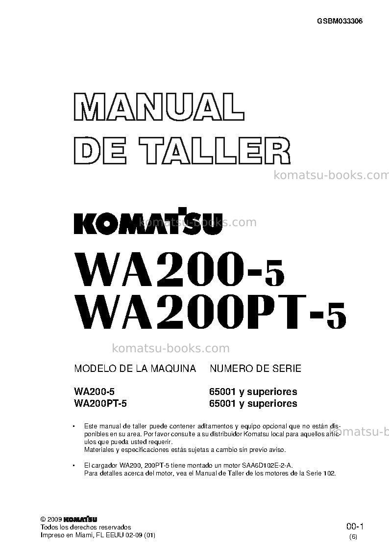 Komatsu wa200-5jpn Reparación y mantenimiento cover Page 2