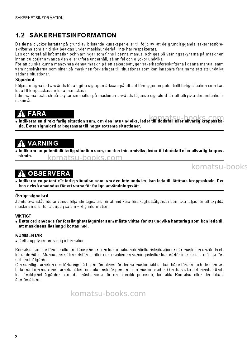 Komatsu sk1020-5ita Operation manual cover Page 2 Komatsu sk1020-5ita Operation manual cover Page 2