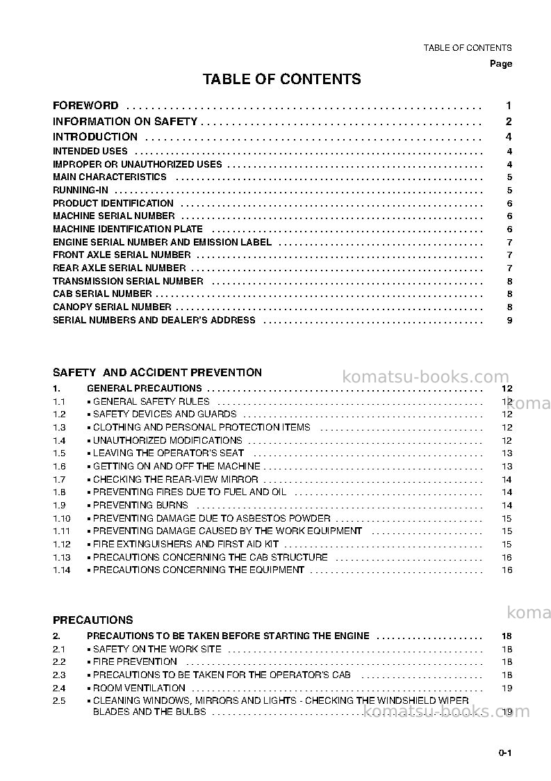 Komatsu wb150-2ita Operation manual cover Page 2 Komatsu wb150-2ita Operation manual cover Page 2