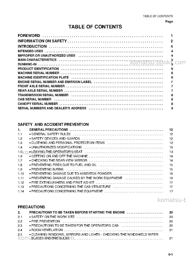 Komatsu wb150ps-2ita Operation manual cover Page 2
