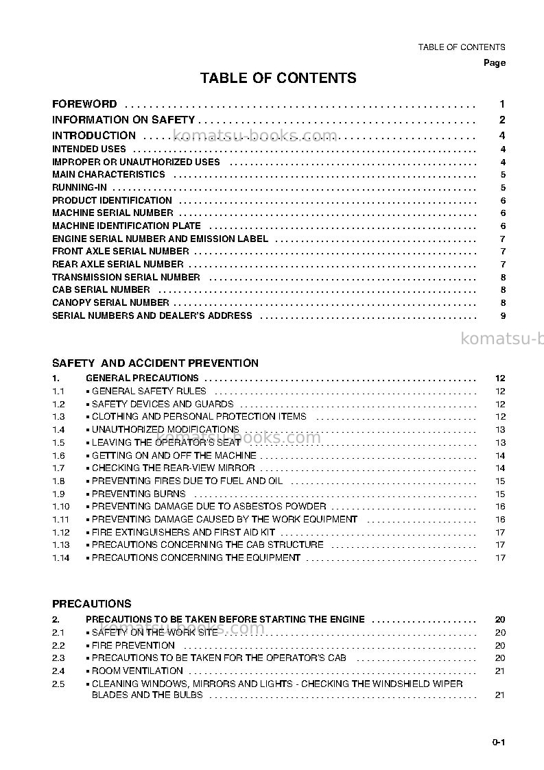 Komatsu wb150ps-2ita Operation manual cover Page 2 Komatsu wb150ps-2ita Operation manual cover Page 2