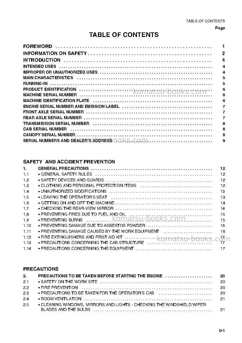 Komatsu wb150ps-2ita Operation manual cover Page 2
