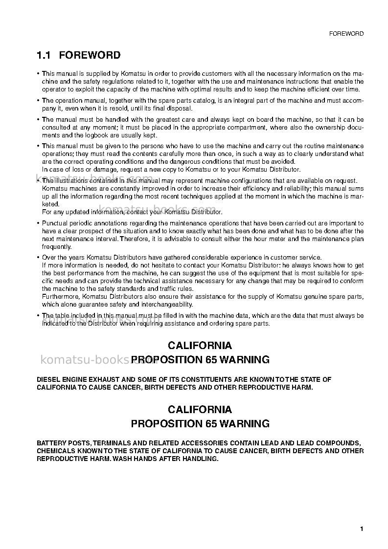 Komatsu sk714-5ita-/ Operation manual cover Page 2