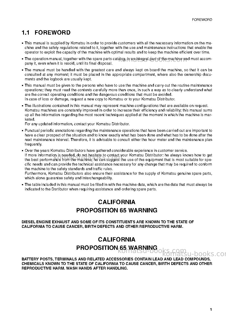 Komatsu sk815-5ita-turbo Operation manual cover Page 2