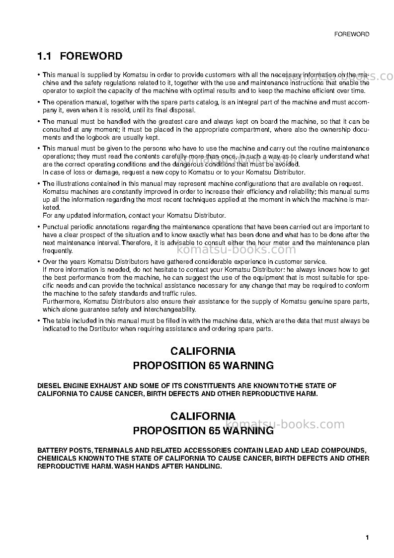 Komatsu sk815-5ita-turbo Operation manual cover Page 2
