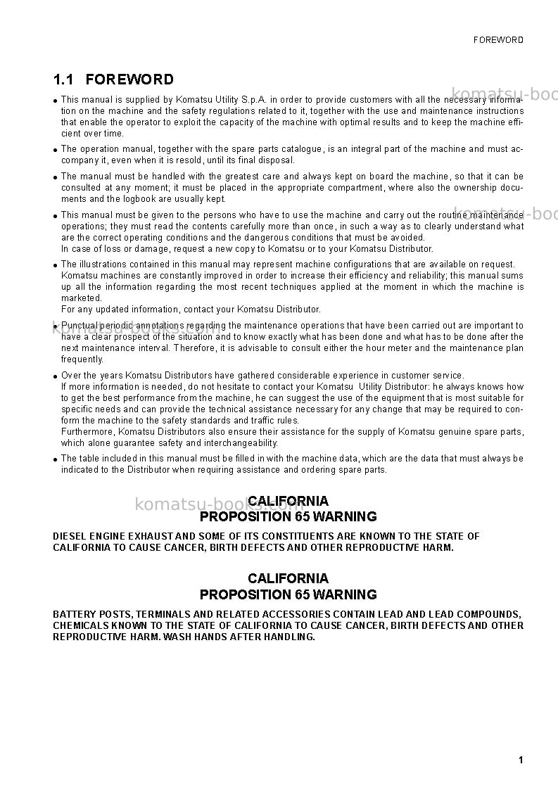 Komatsu sk1020-5ita-turbo Operation manual cover Page 2
