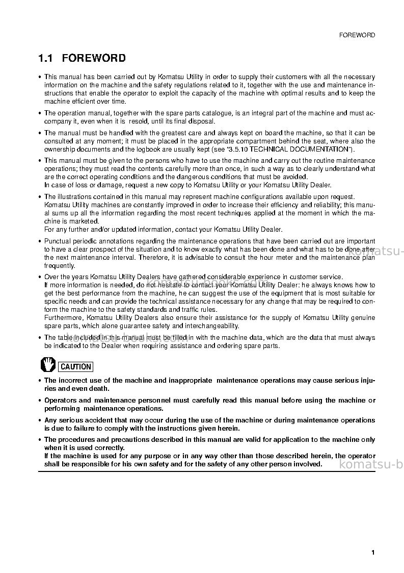 Komatsu wb97r-2ita Operation manual cover Page 2 Komatsu wb97r-2ita Operation manual cover Page 2