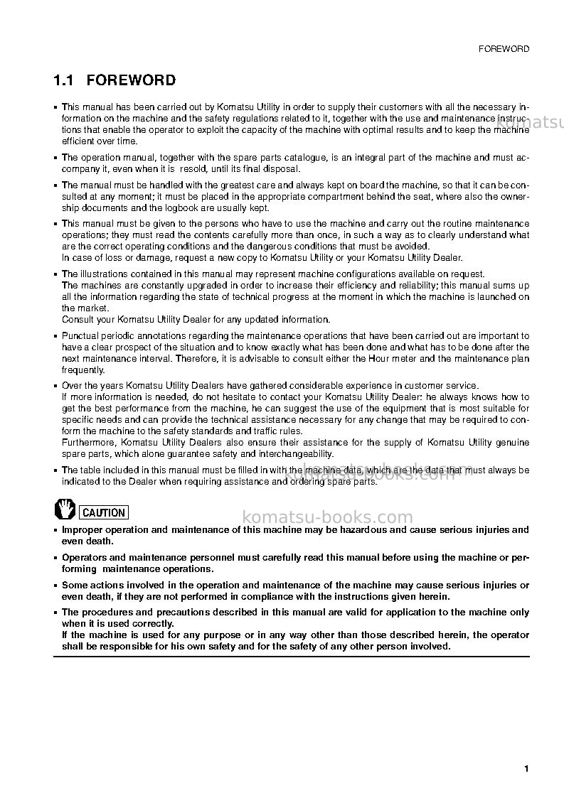 Komatsu pc75r-2ita Operation manual cover Page 2