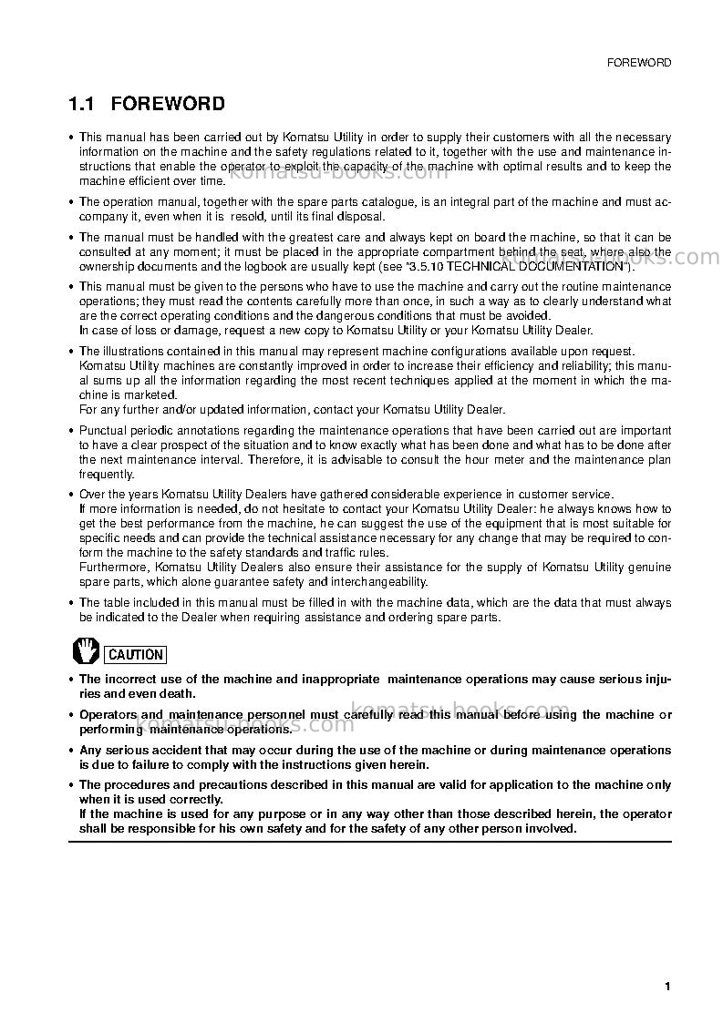 Komatsu wb91r-2ita Operation manual cover Page 2 Komatsu wb91r-2ita Operation manual cover Page 2