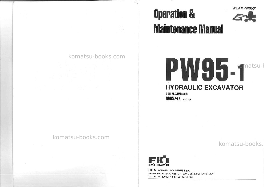 Komatsu pw95-1ita Operation manual cover Page 2