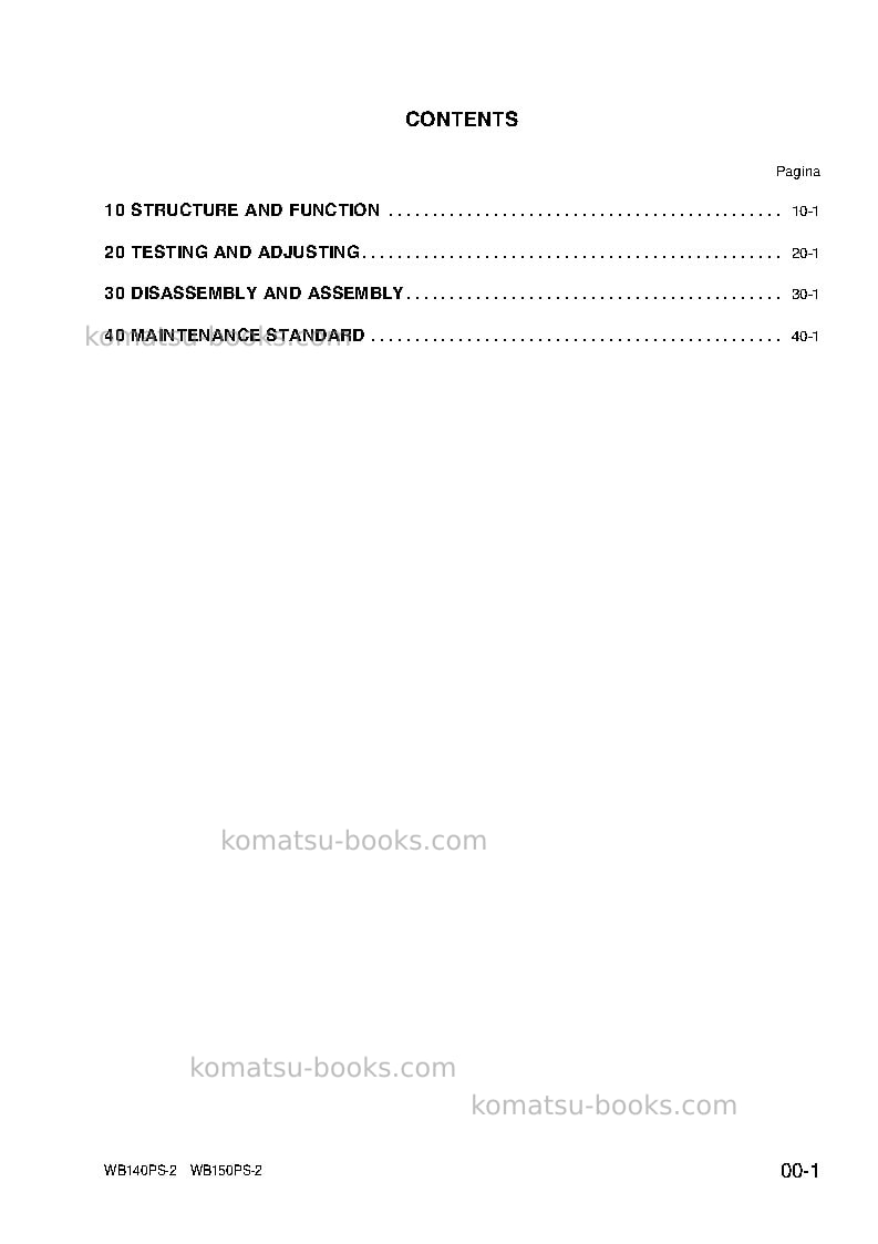 Komatsu wb150ps-2ita Repair & maintenance cover Page 2