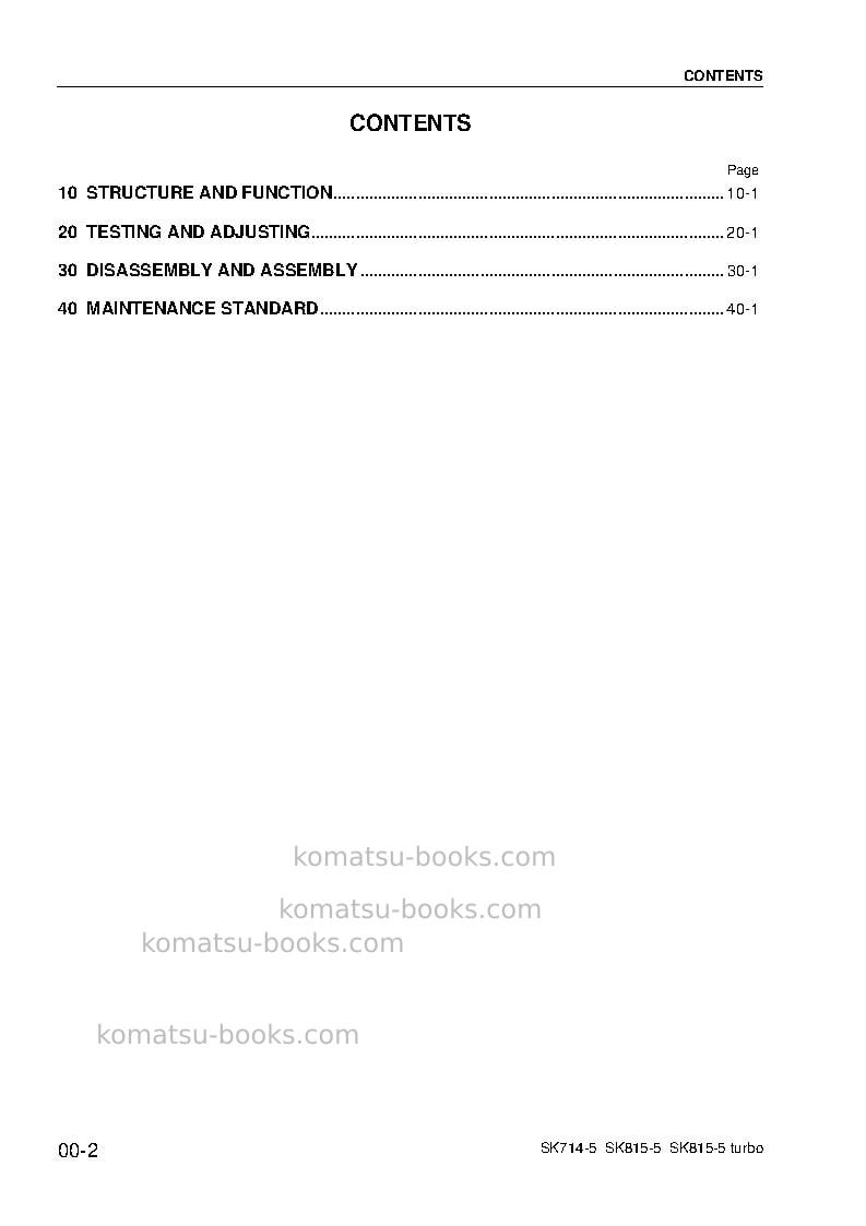 Komatsu sk714-5ita-/ Repair & maintenance cover Page 2 Komatsu sk714-5ita-/ Repair & maintenance cover Page 2